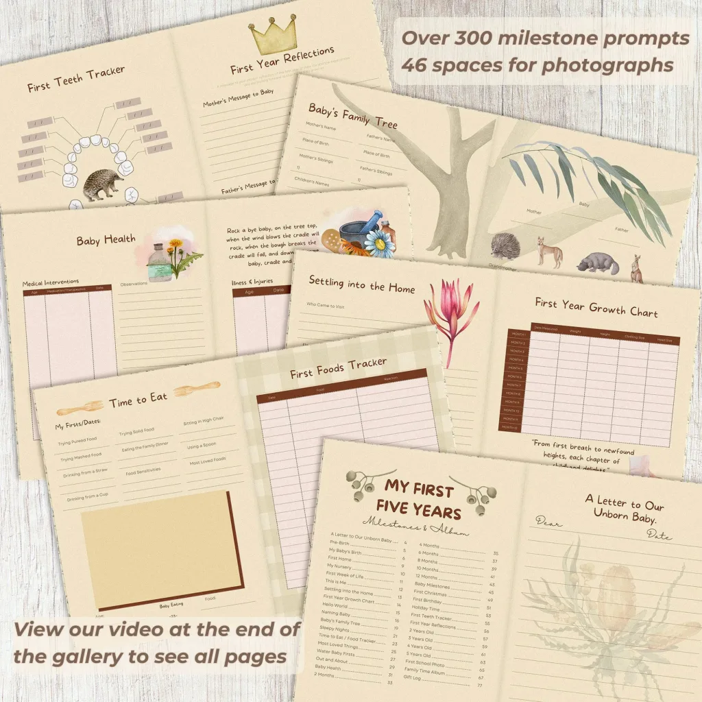 baby book keepsake, baby milestones book for baby boy or girl. Baby shower gift idea Australia.